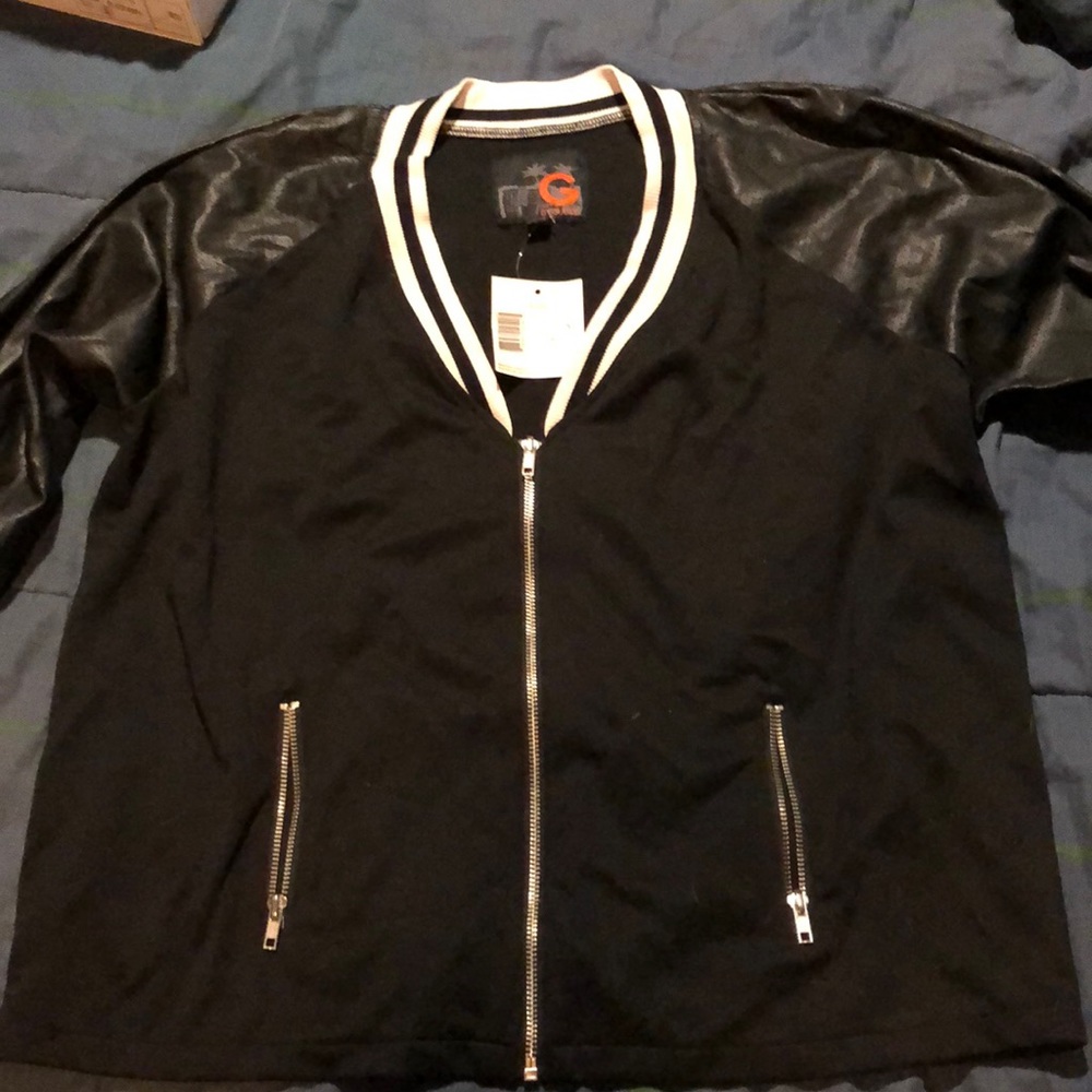 G by guess Elsie baseball jacket sz XL jet black new with tags